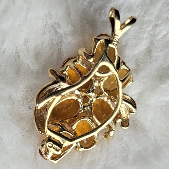 Gorgeous Genuine Citrine multi stones 14k solid gold pendant 🧡✨️ New! - Picture 6 of 11